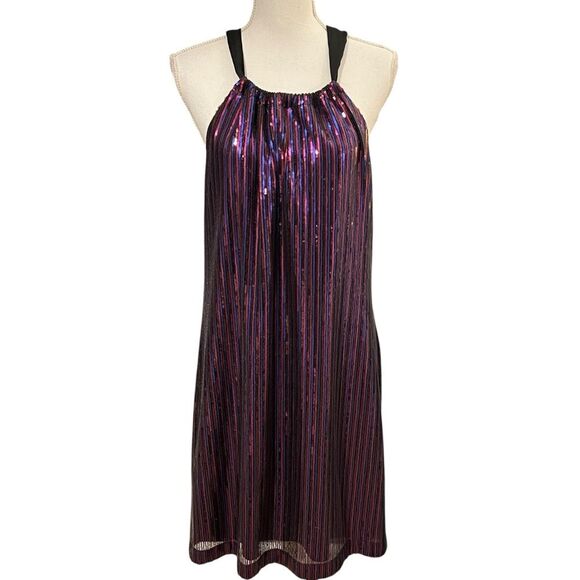 Trina Turk JuJu Sequin Dress Black Multi M Glam Party Cocktail Event Maximalist - Picture 1 of 10